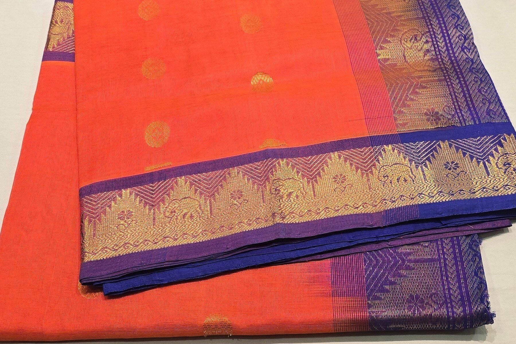 Fanta Orange Silk Cotton Saree PSSR014522