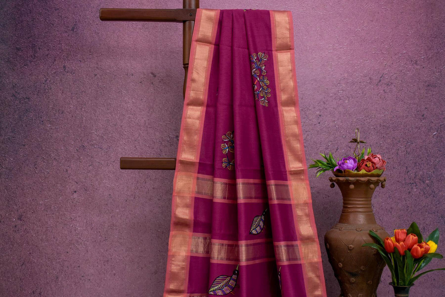 Hand Painted Cotton Saree by Kalakriti Weaves PSKL340012