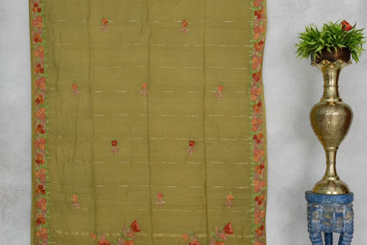 Kashmiri Embroidered Silk Cotton Saree by Tina Eapen PSTE130057