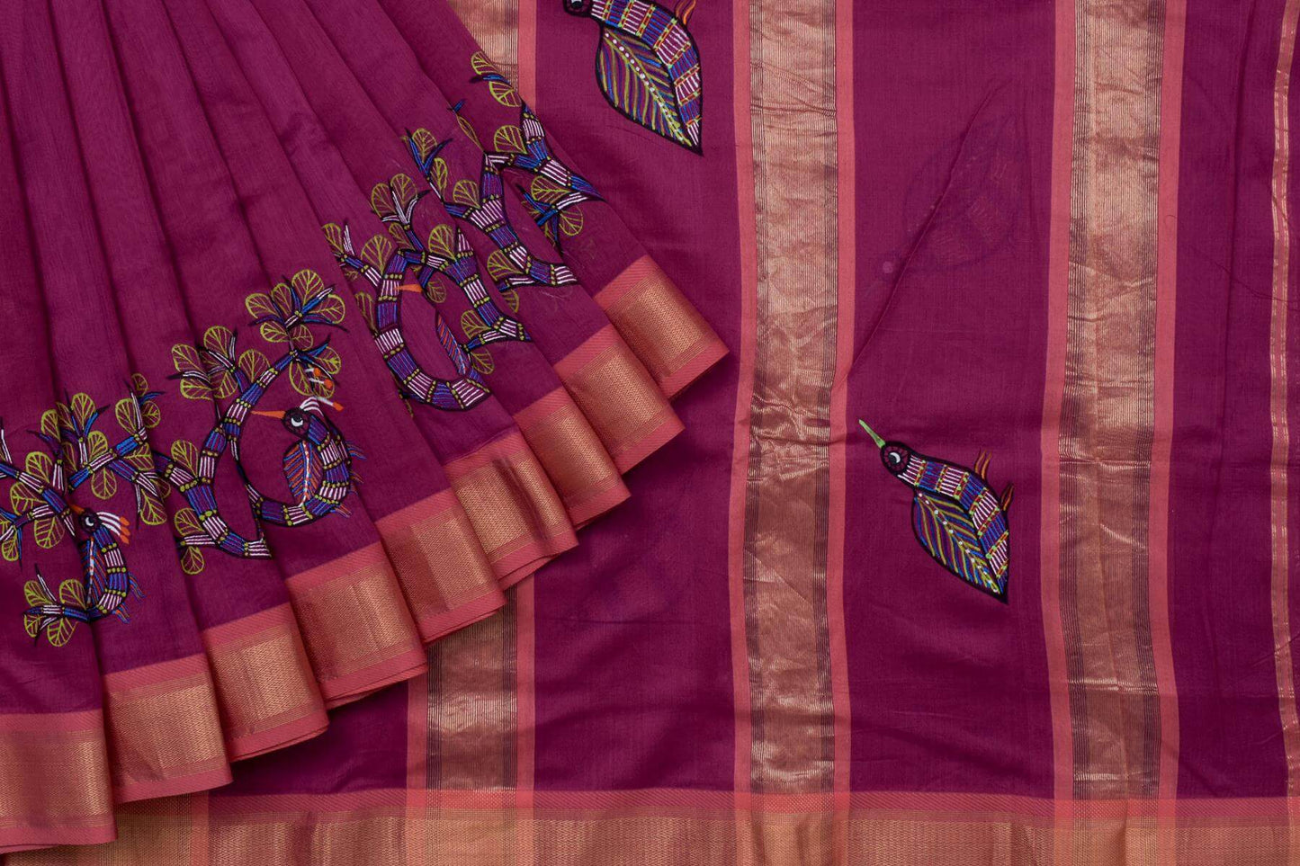 Hand Painted Cotton Saree by Kalakriti Weaves PSKL340012