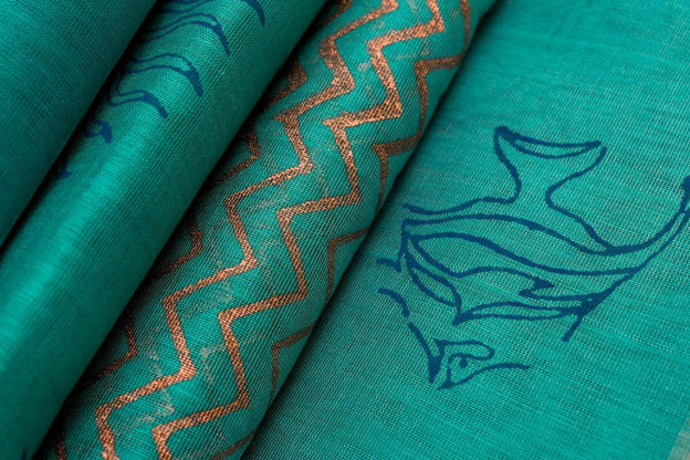 Block Printed Silk Cotton Saree by Kalakriti Weaves PSKL340054