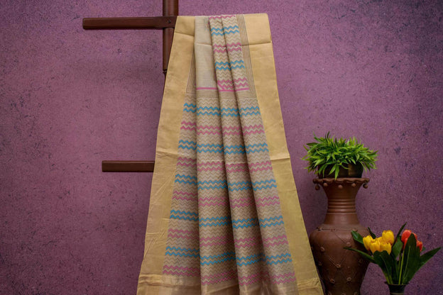 Block Printed Silk Cotton Saree by Kalakriti Weaves PSKL340063