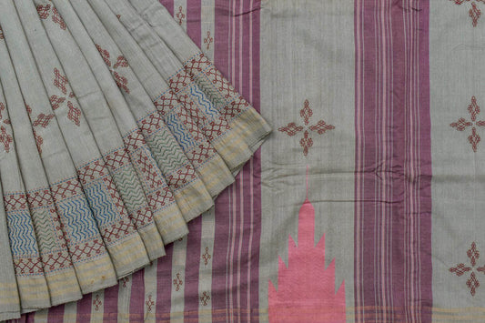 Hand Embroidery Tussar Cotton Saree by Kalakriti Weaves PSKL340065