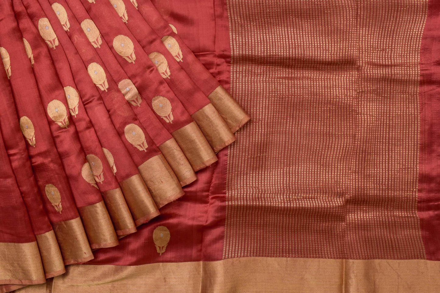 Bhagalpur Tussar Silk Saree with Zari tissue borders by Kalakriti Weaves PSKL340073