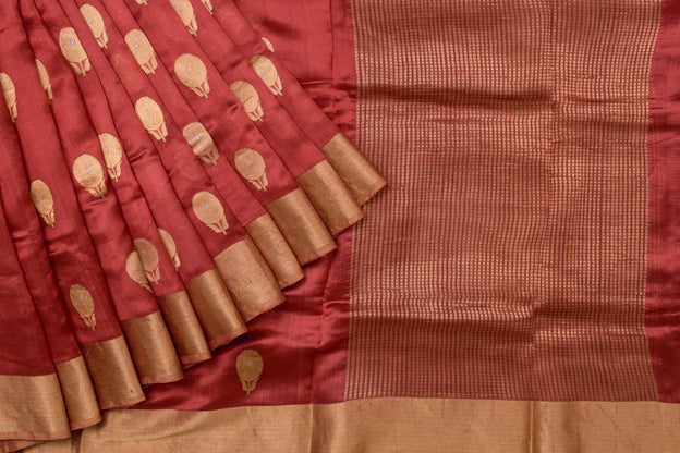 Bhagalpuri Tussar Silk Saree with Zari tissue borders by Kalakriti Weaves PSKL340073