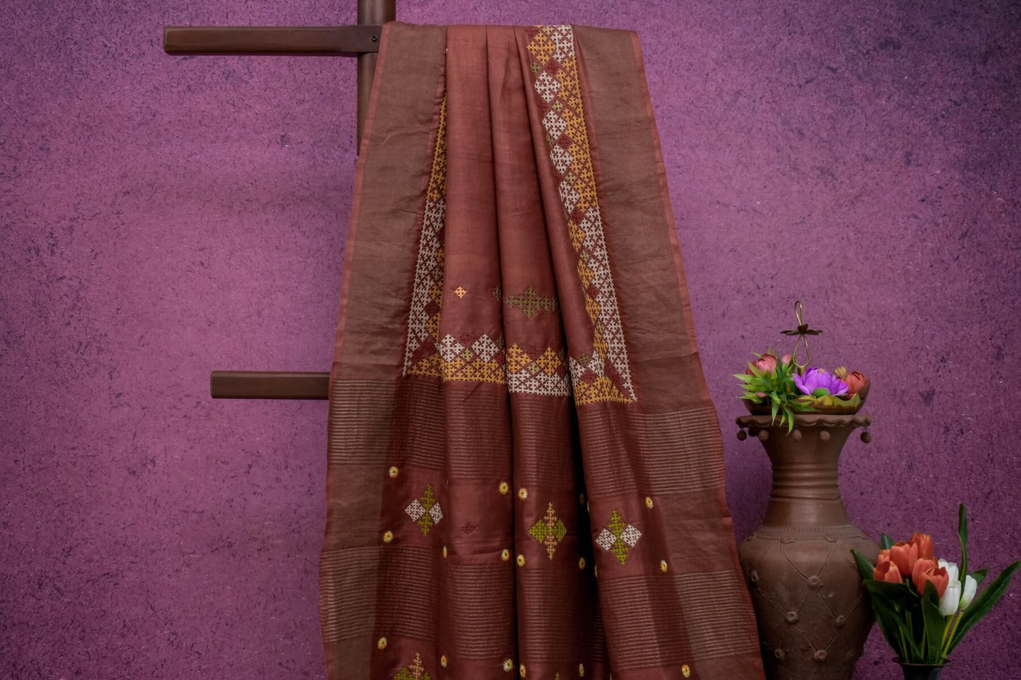 Kutch hand embroidery Tussar Silk saree by Sameeksha PSSH340001