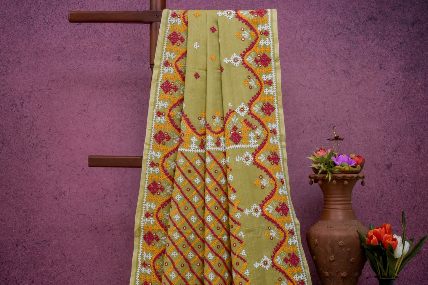 Kutch hand embroidery Tussar Cotton saree by Sameeksha PSSH340003