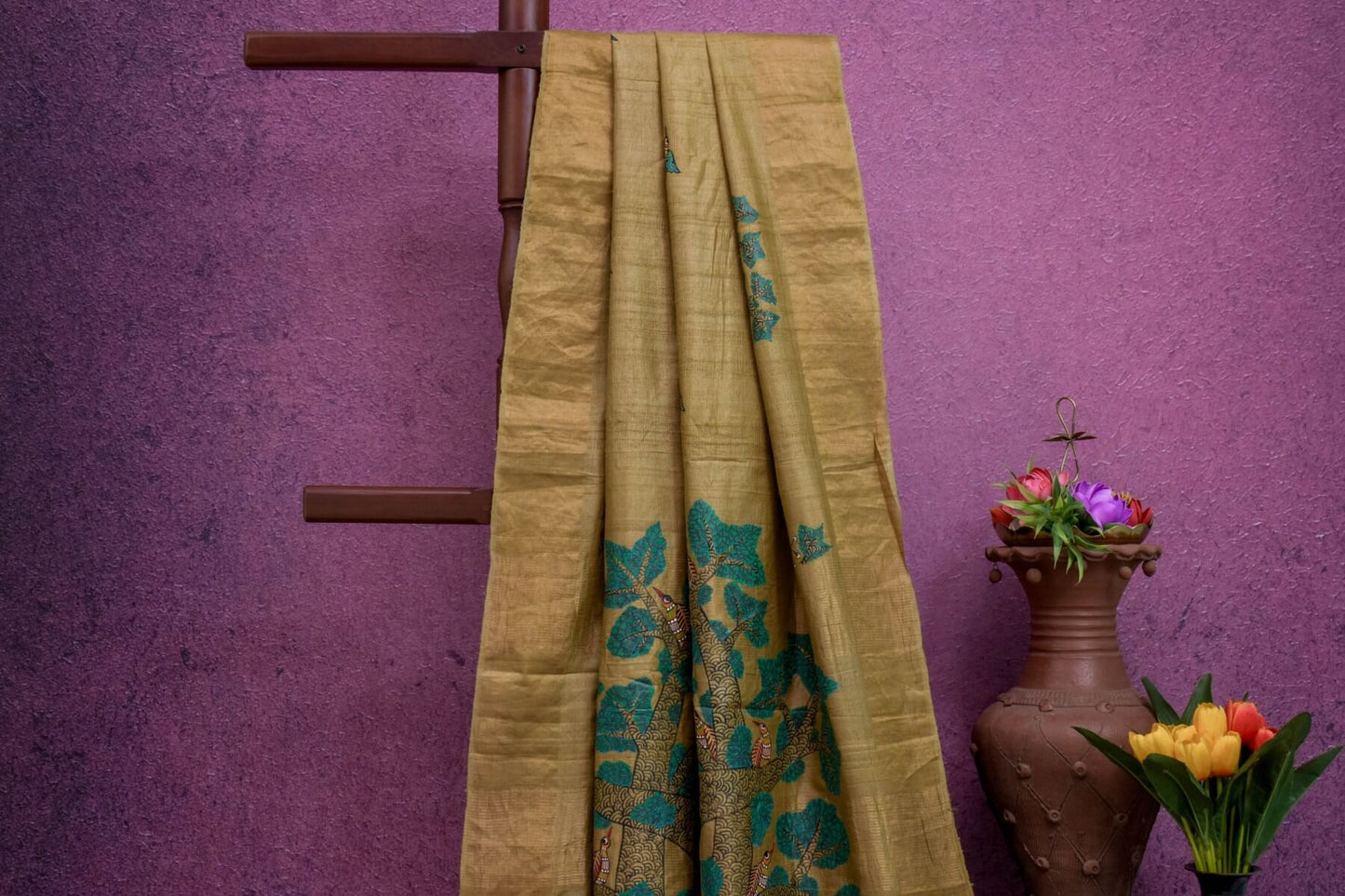 Hand painted Tussar silk saree by Sameeksha PSSH34026