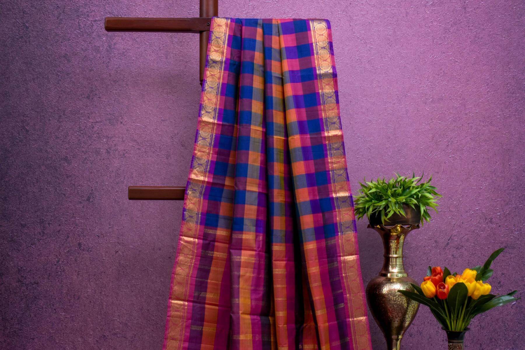 Multi Colour checked Kanjivaram Silk Saree by Shreenivas Silks PSSR014720