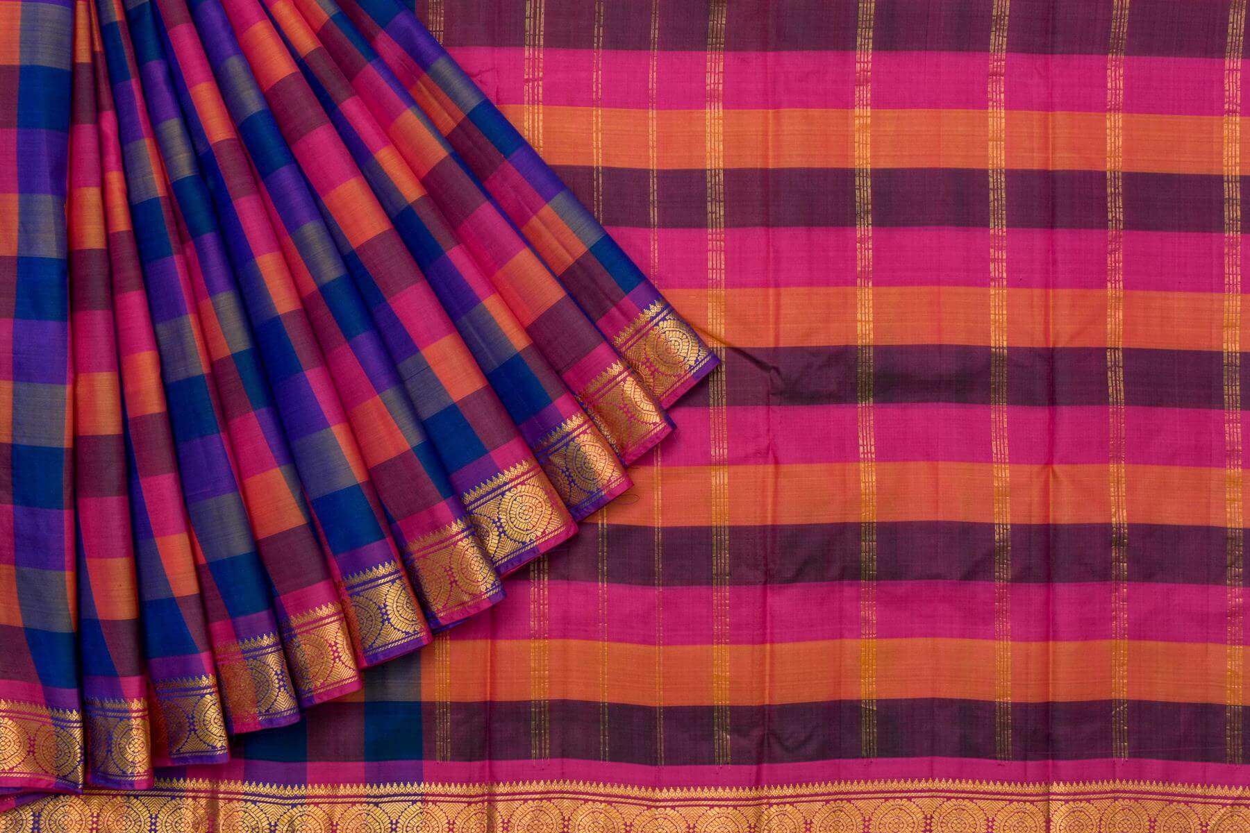 Multi Colour checked Kanjivaram Silk Saree by Shreenivas Silks PSSR014720