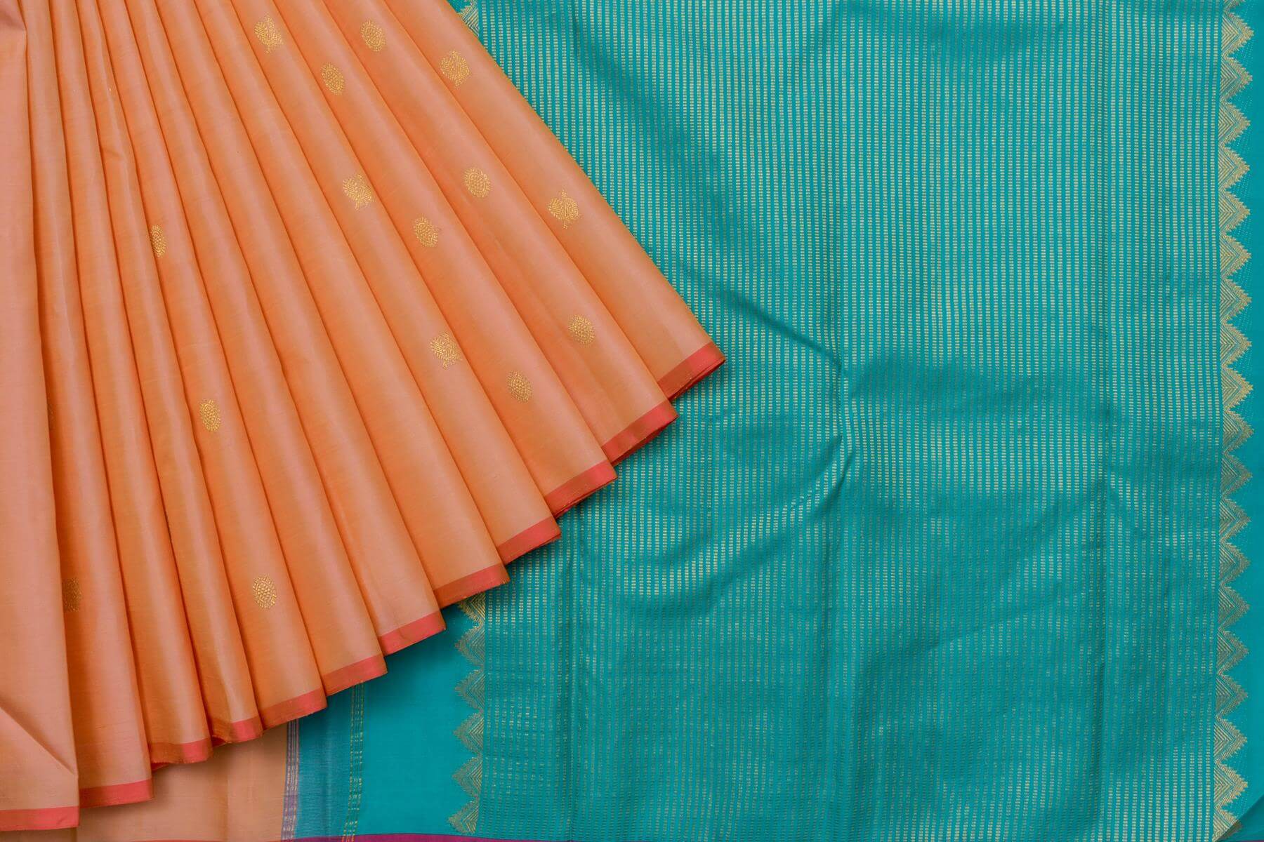 Peach Borderless Kanjivaram Silk Saree by Shreenivas Silks PSSR014839