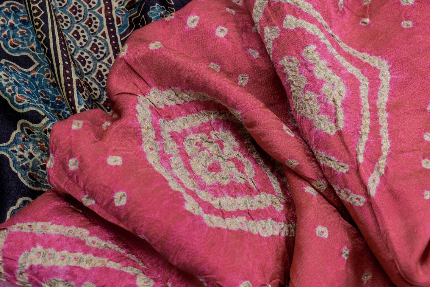 Bandhani/Ajrakh Gaji Silk Saree by Chakor PSCK260273