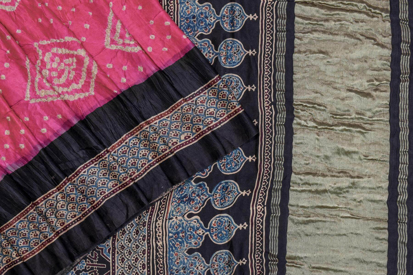 Bandhani/Ajrakh Gaji Silk Saree by Chakor PSCK260273