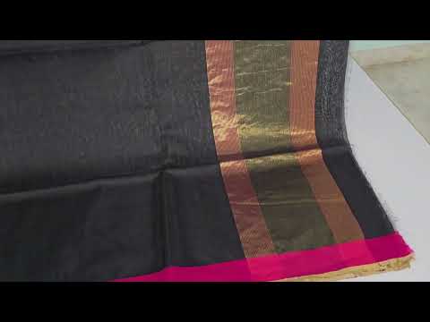 Black Chanderi Silk Cotton Saree by Chakor PSCK260231