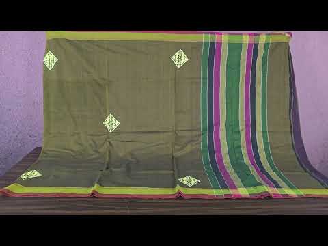 Hand Embroidered Brown Silk Cotton Saree by Kalakriti Weaves PSKL340053