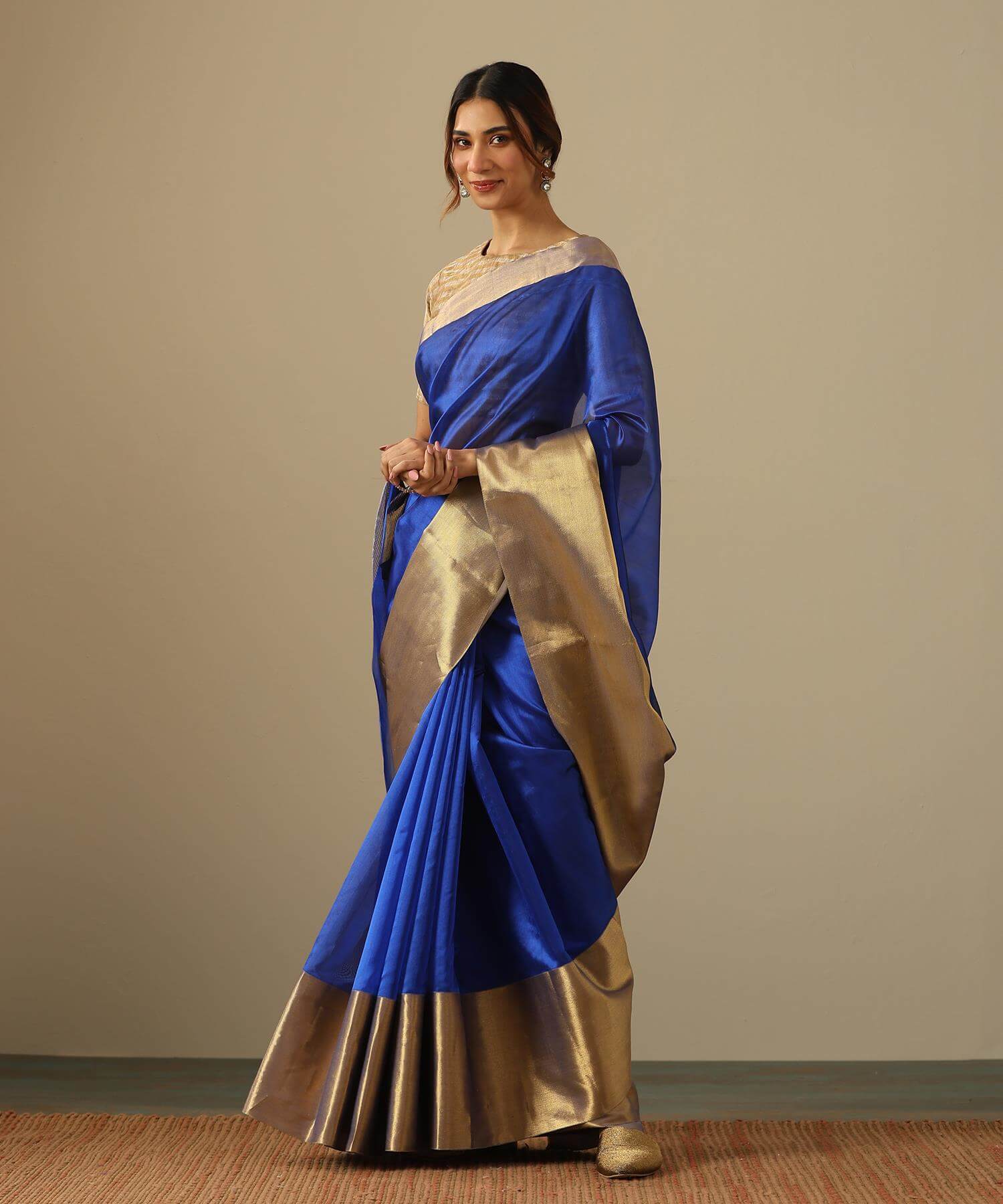 Pure Banarasi Blue Chanderi Silk Sarees || Weaverstory  PSWY23SRN16277