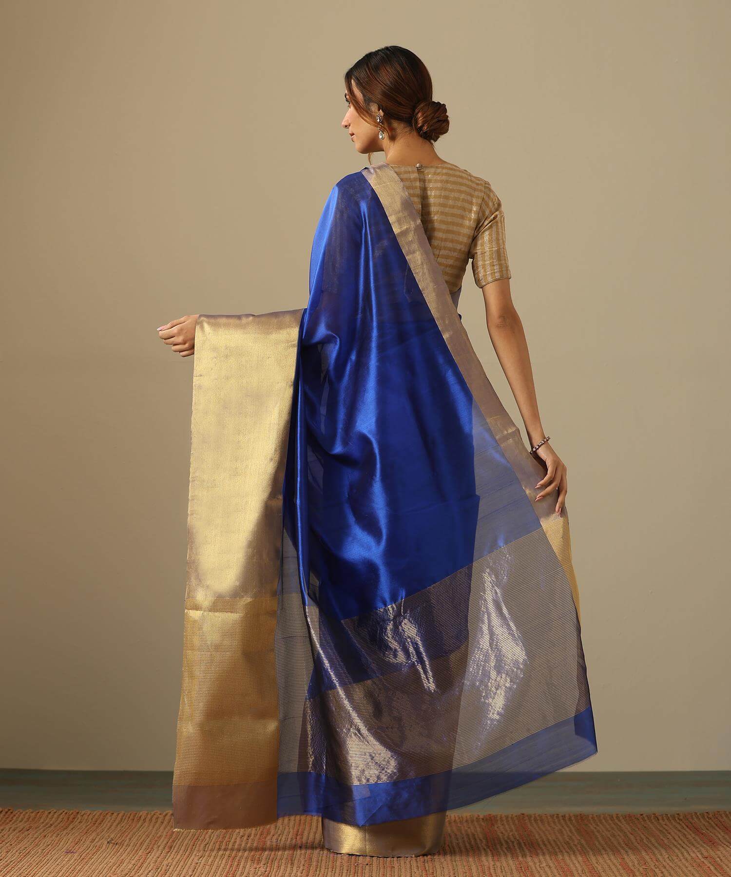 Pure Banarasi Blue Chanderi Silk Sarees || Weaverstory  PSWY23SRN16277