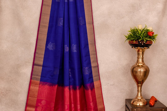 Blue and Pink Soft silk saree by A Silk WeavePSAC090954