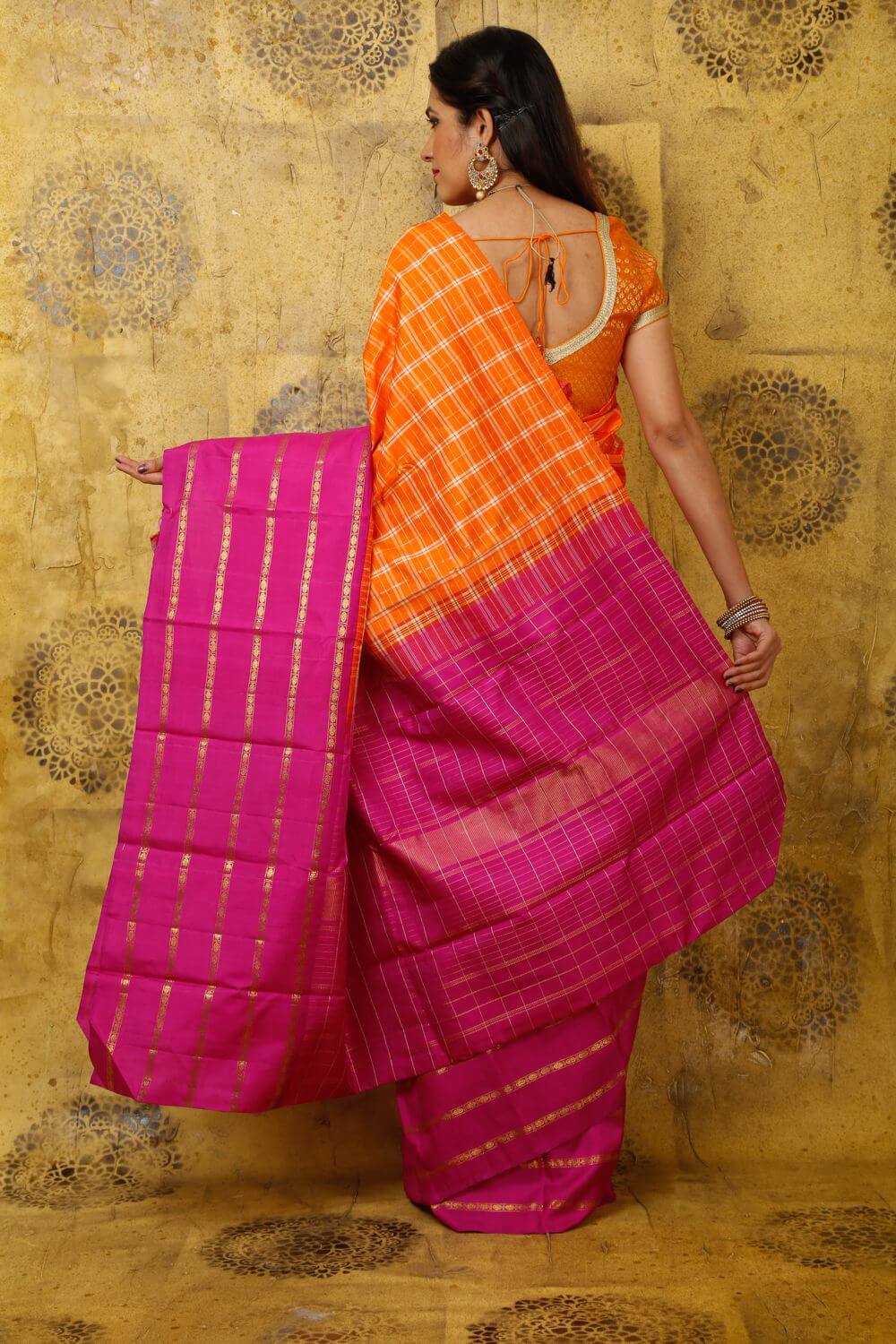 Green & Yellow Checks | Handwoven Pure Silk Kanjivaram Saree | Pure Za |  Archives – Panjavarnam